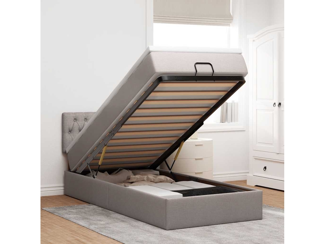 Cama Otomana Com Colchão 100x200 Cm Tecido Cinza