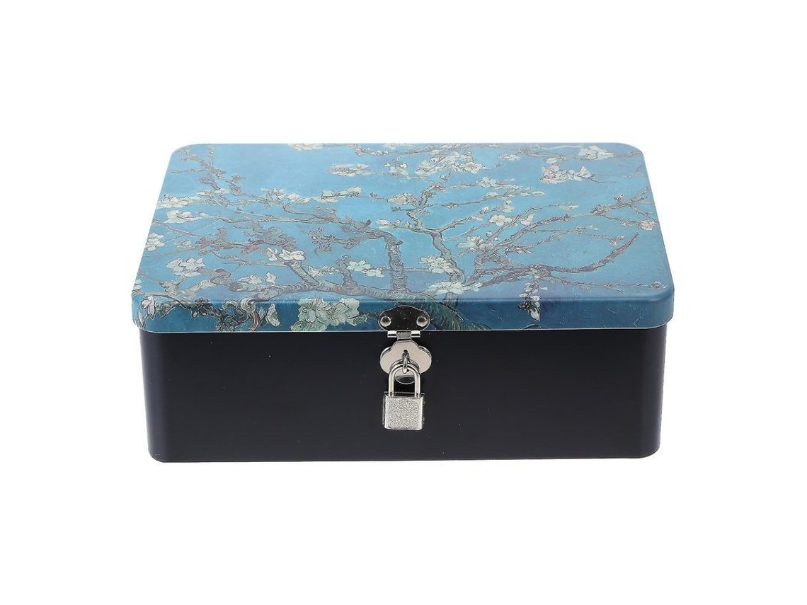 Caja De Armazenamento De Metal Com Cadeado E Padrão Vintage Para Petiscos, Café, Joias E Organização Doméstica
