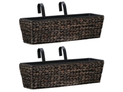 Vidaxl Floreiras De Pendurar 2 Pcs Jacinto De Água Castanho