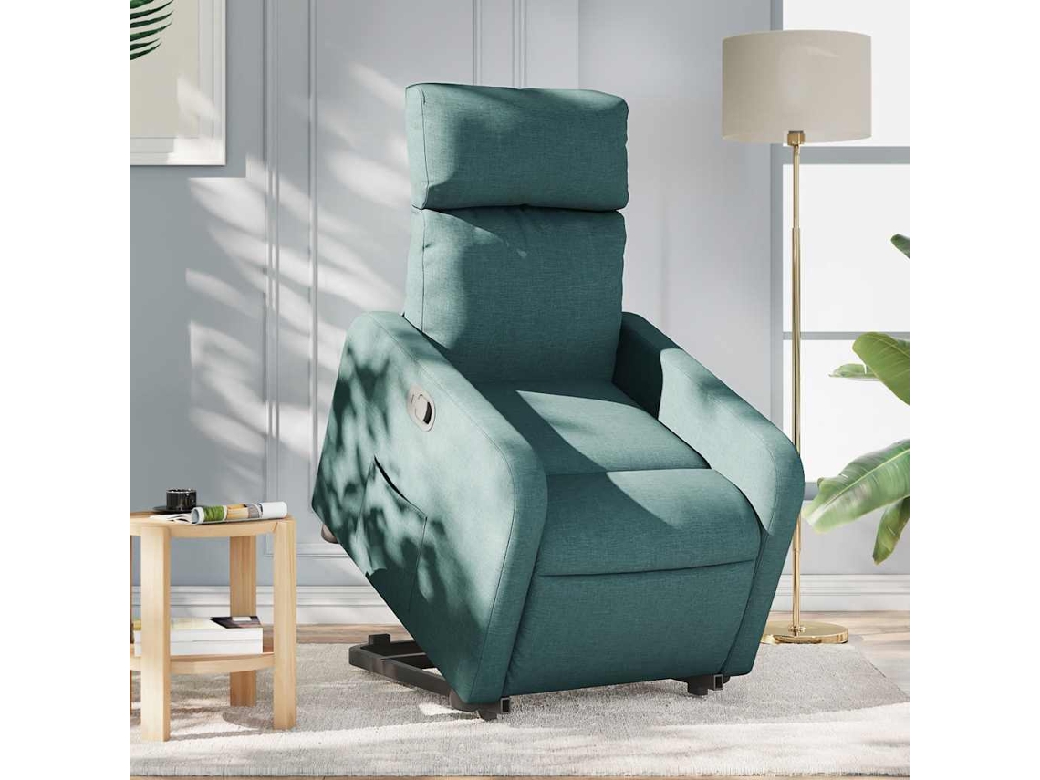 Vidaxl Poltrona Reclinável Elevatória Tecido Verde-escuro