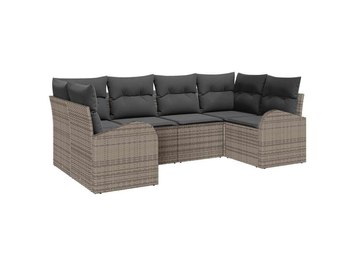 Conjunto 6 Móveis De Jardim Vidaxl Cinzento Vime Pe (234 X 124 X 85 Cm)