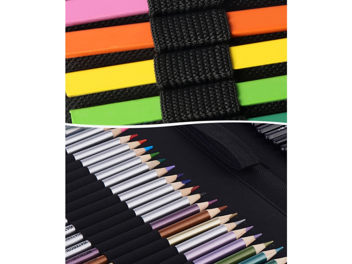 Kit De Desenho Profissional Hb 74 Peças Com Lápis De Desenho E Mochila De Transporte