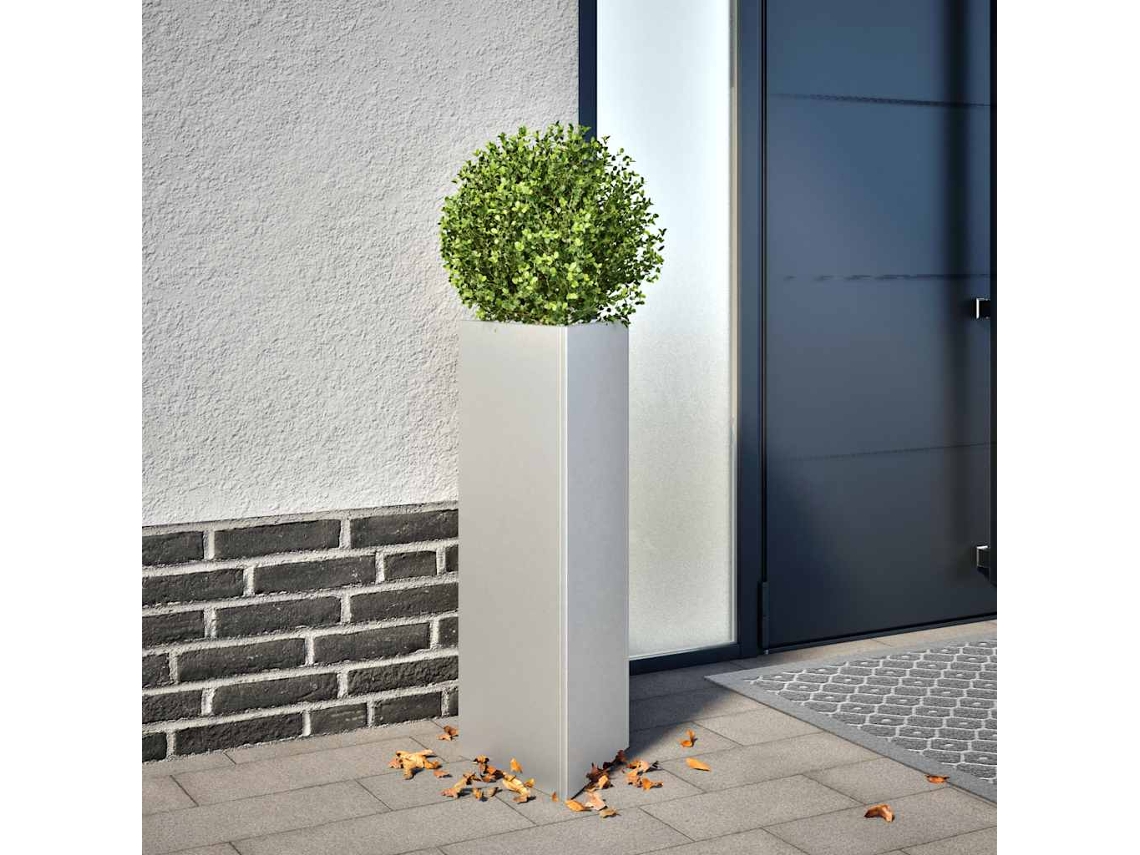 Vidaxl Vaso/floreira Jardim 2pcs Triangular 30x26x75cm Aço Galvanizado
