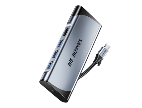 Adaptador SAMZHE Dk-S06 6In1 Type-C a Hdmi 1000Mbps 3Usb3.0 para Huawei Mate40/P50 S20