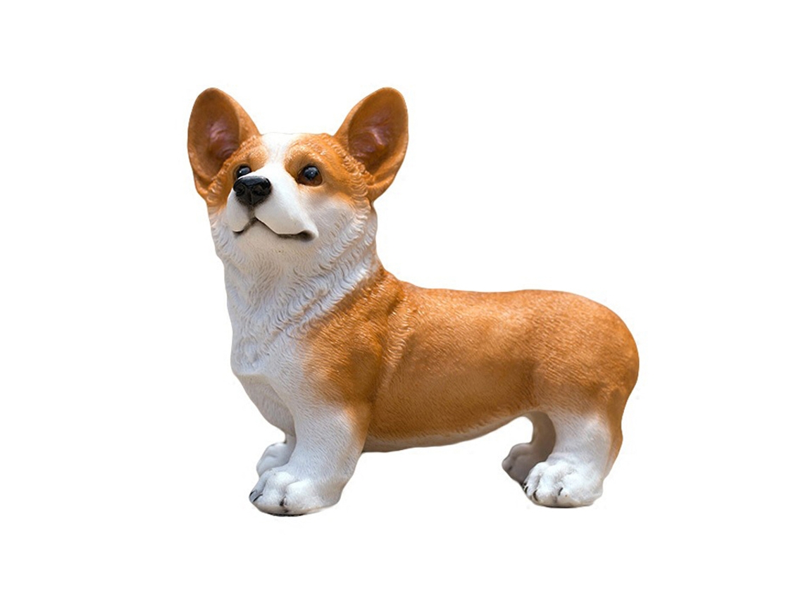 Estátua Corgi Amarela Resina Pequena Jardim Mesa