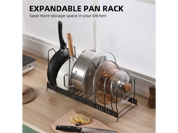 Nova Line rack de Panelas Expandível Aço Inoxidável com 8 Compartimentos Ajustáveis para Cozinha Preto/prata