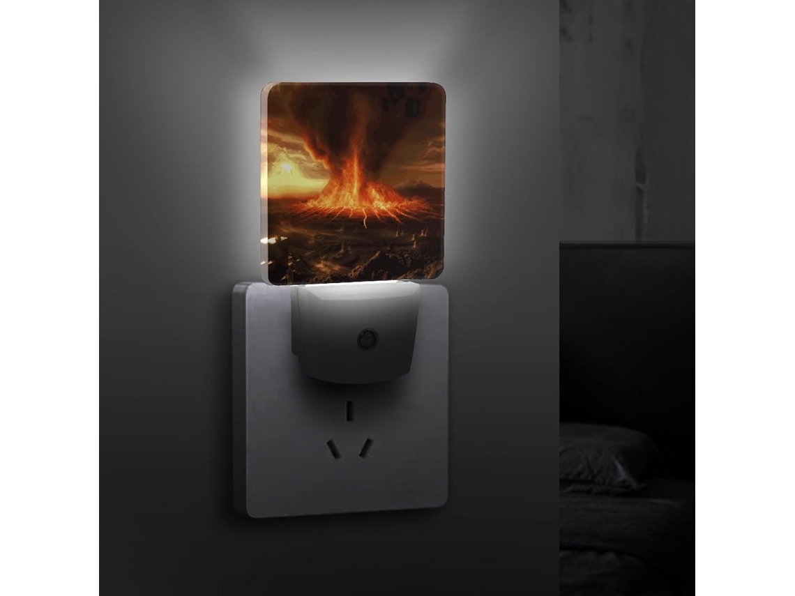 Luminária de parede Vulcânica com sensor crepuscular, luzes noturnas decorativas com baixo consumo de energia.