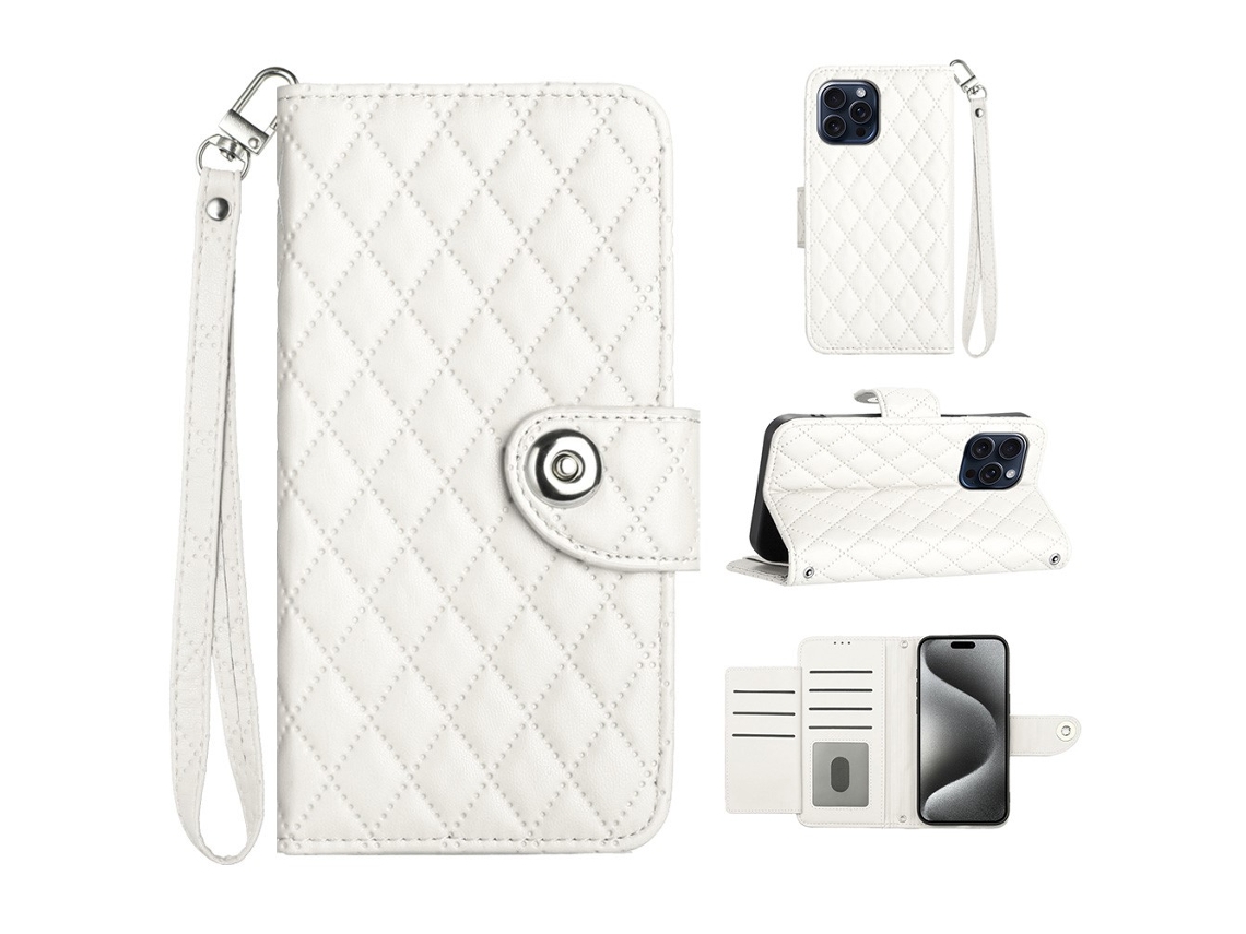 Capa Pega Para Iphone 14 Pro Pele Sintética Branco