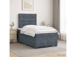 Vidaxl Cama Box Spring Com Colchão Cinzento-escuro 120 X 200 Cm Veludo