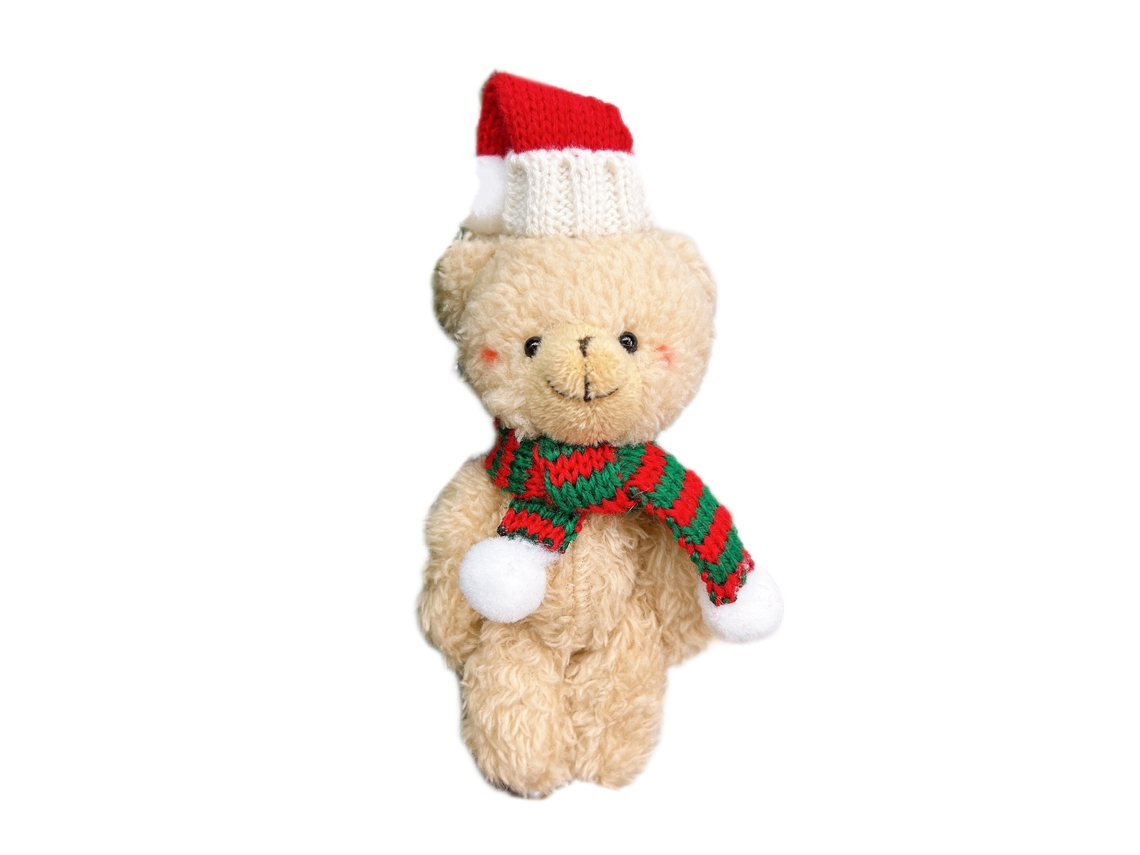 Urso de estilo jointed com cachecol vermelho e verde, 16cm de natal, urso de brinquedo LAXISCREED