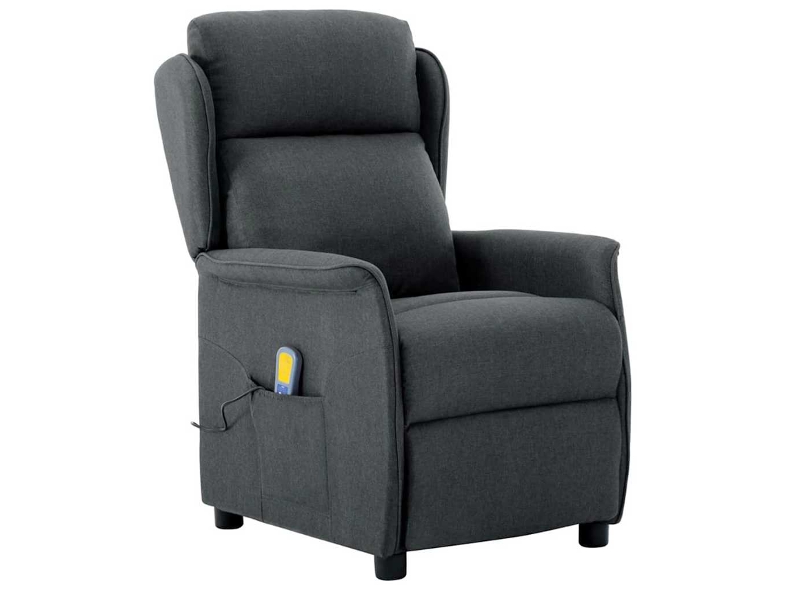 Vidaxl Cadeira De Massagem Cinza Escuro 93.5 X 67.5 X 101.5 Cm Tecido