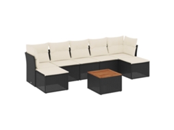 Conjunto 8 sofás de jardim VIDAXL com almofadões vime PE preto