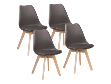 WEHOME Conjunto de 4 Cadeiras Interiores Candice Design Moderno Café