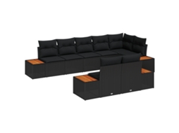 Conjunto 8 Sofá Modular De Jardim Vidaxl Preto Vime Pe (319 X 154 X 85 Cm)