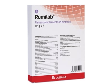 LABIANA Suplemento Nutricional para Vacas Lecheras Y Terneros de Engorde Intensivo Rumilab 2 Sobres X 175 Gr