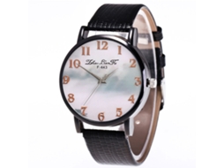 Reloj De Cuarzo Para Mujer Con Correa De Cuero Pu Dial Numeral Clásico Zhoulianfa Negro
