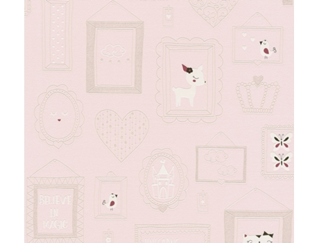 Papel de Parede A.S. CRÉATION (53 cm x 10,05 m - Tecido - Rosa)