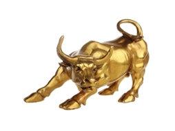 Estátua de Touro da Fortuna em Latão para Feng Shui, Escultura de Touro em Cobre Dourado Representa Sorte na Carreira BRILVIBERA