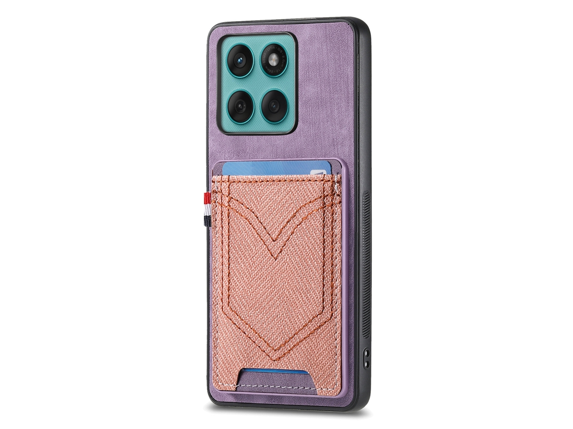 Capa Para Moto Edge 60fusion ,ultrafina Em Couro Pu Com Porta-cartão Roxo Panoona