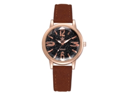Relógio Feminino de Quartzo com Pulseira de Pu Estilo Moderno Dial Redondo de Liga (marrom)