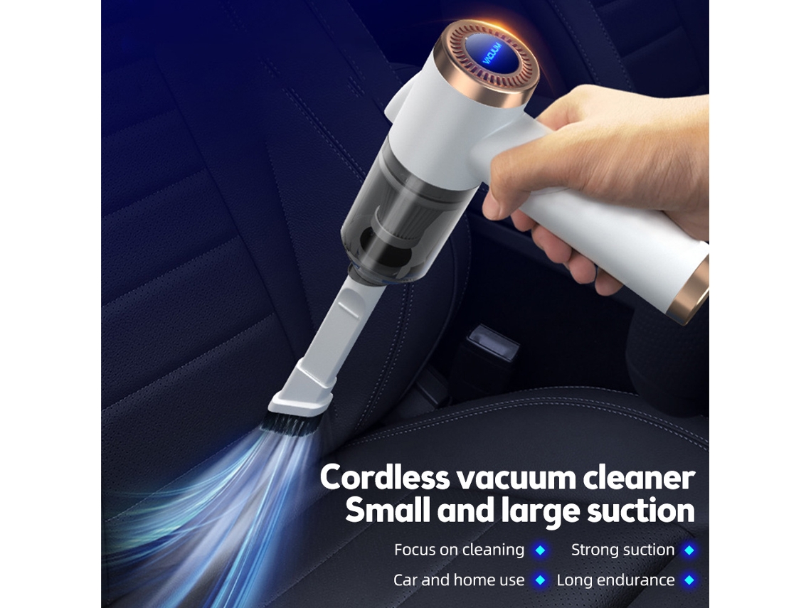 Aspirador Portátil Sem Fio para Carro e Casa 9000pa 120w Recarregável com Luz Led