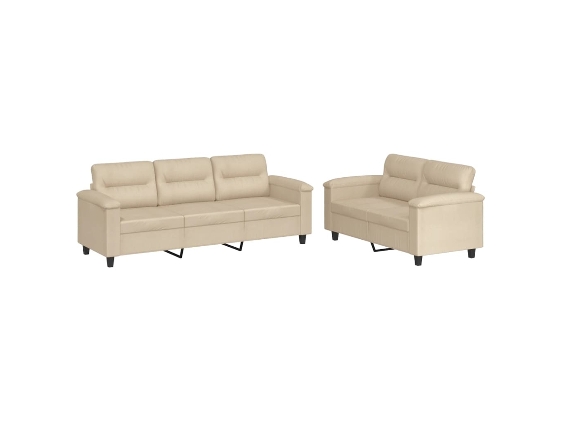 Conjunto de Sofás 4 Pcs com Almofadões Microfibra Creme MAISON EXCLUSIVE