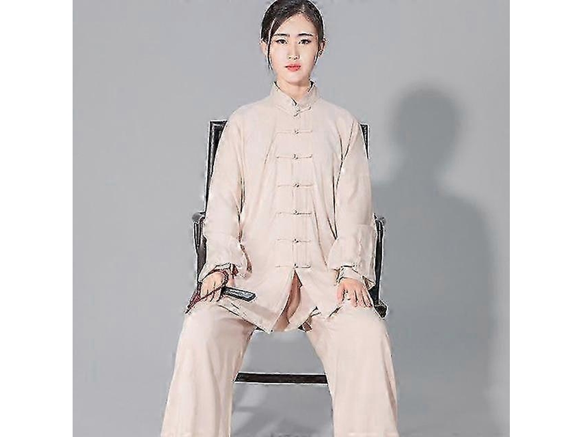 Uniforme De Artes Marciais Tai Chi Kung Fu Wushu Em Algodão Macio Com Jaqueta E Calça Wing Chun Bege Brilvibera
