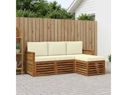 Vidaxl Conjunto De Sofás Para Exterior 4 Unid. Natural E Creme