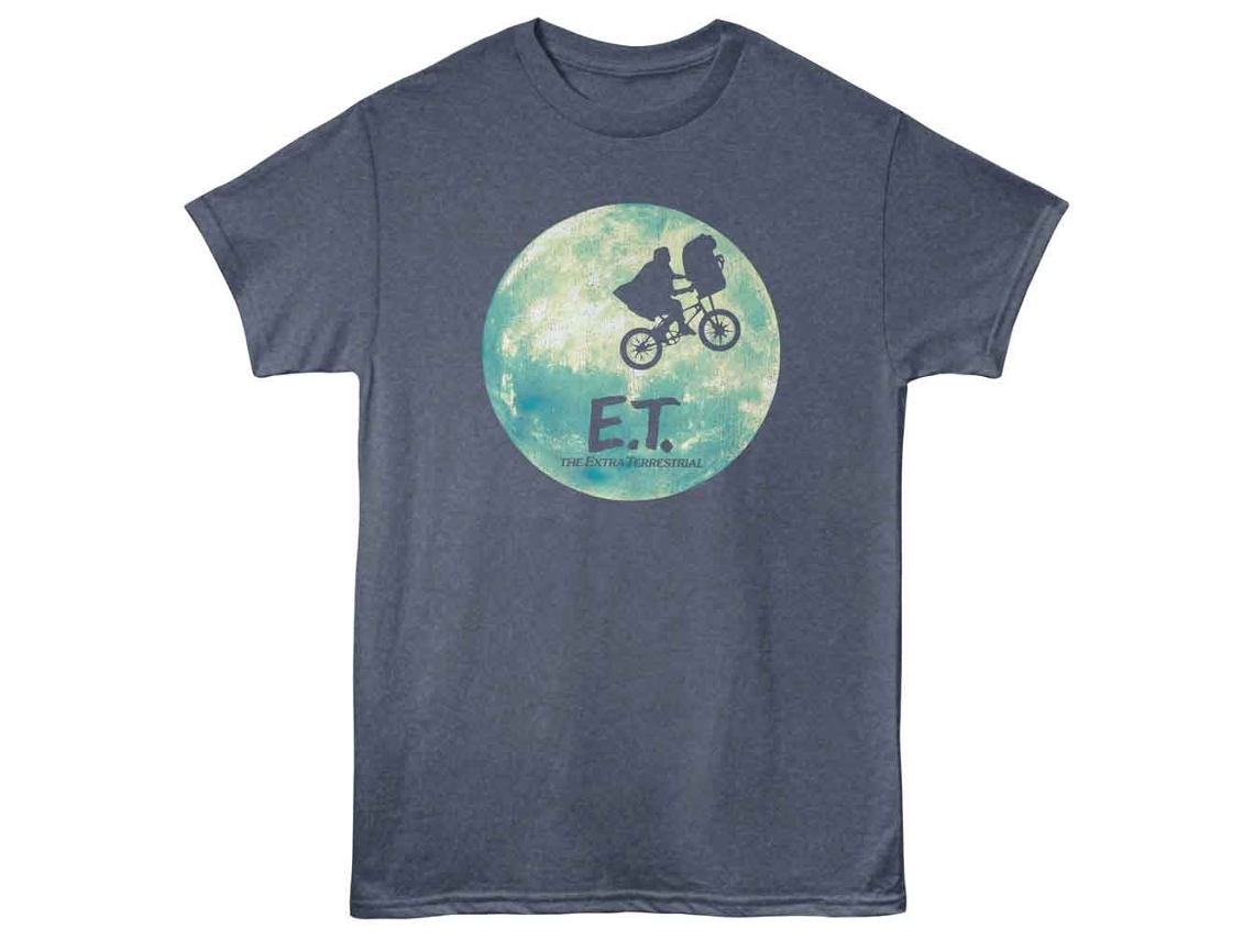 Rockinstone E.t. Bike And Moon Navy Heather T-shirt Size:xxxl