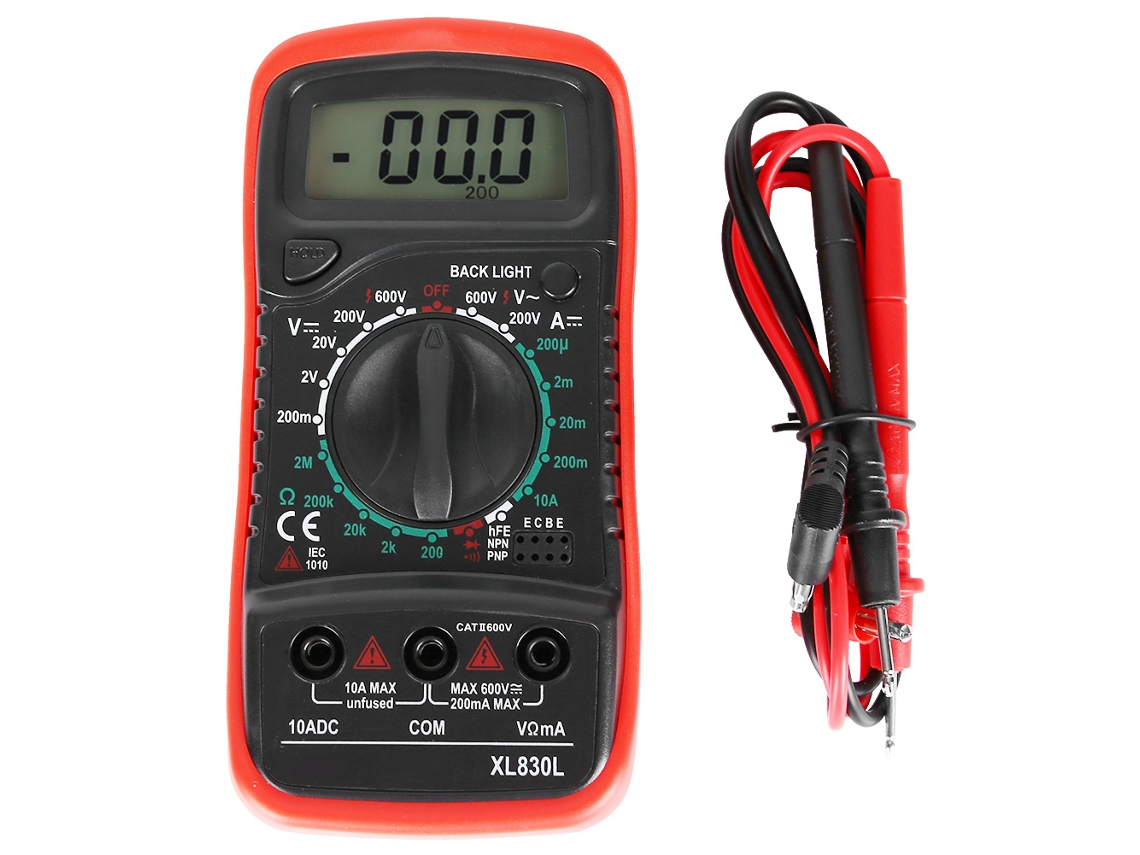 Multímetro Digital Portátil Xl830l Voltímetro Amperímetro Ohmímetro Rojo