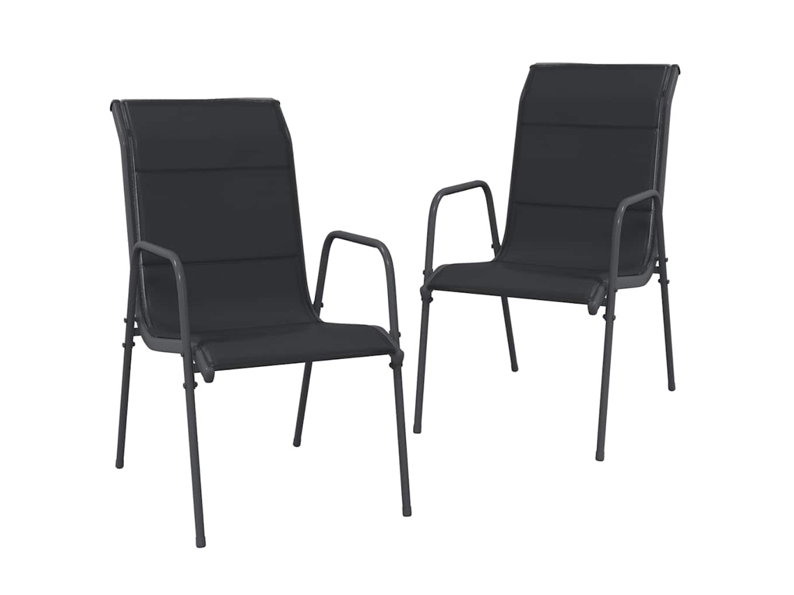 Maison Exclusive - Cadeiras De Jardim 2 Pcs Aço E Textilene Preto