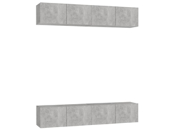 Tv Cabinet Set, Tv Cabinet Sets Vidaxl Cinzeto Madeira Processada (n/a)