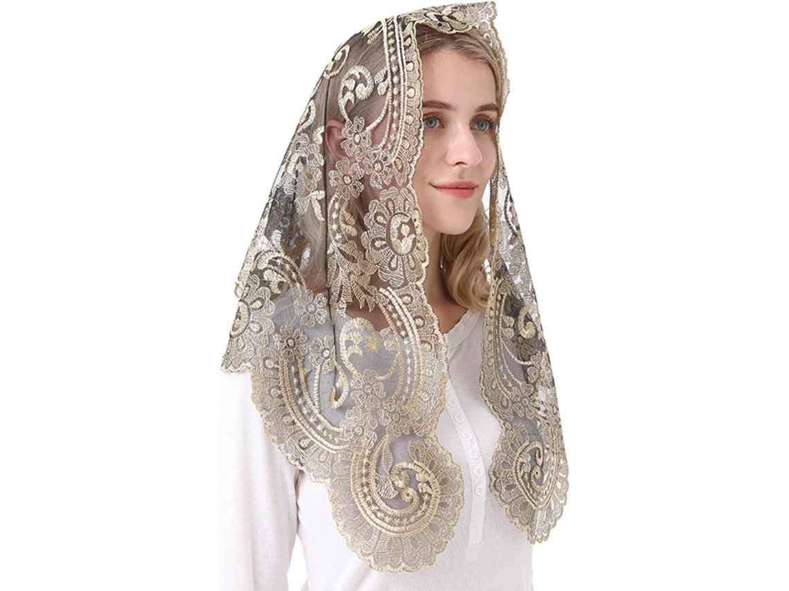 Véu Triangular Tradicional Espanhol, Preto E Branco, Véus De Igreja Católica Cristã Para Mulheres Slowmoose