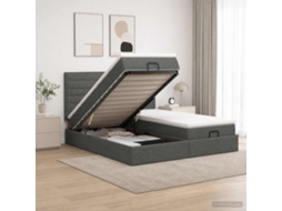 Vidaxl Cama Ottoman Com Colchão 2 Unid. Cinzento-escuro Tecido