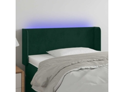 Vidaxl Cabeceira Cama C/ Luzes Led Veludo 103x16x78/88 Cm Verde-escuro