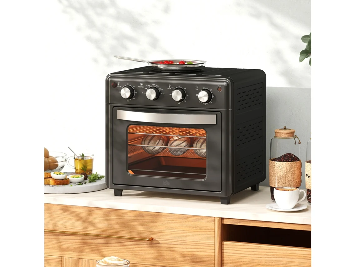 Mini Forno, Fritadeira De Ar Quente, 90-230° C, 7 Programas, Acessórios, Preto