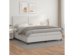 Vidaxl Cama Com Molas/colchão 200x200 Cm Couro Artificial Branco