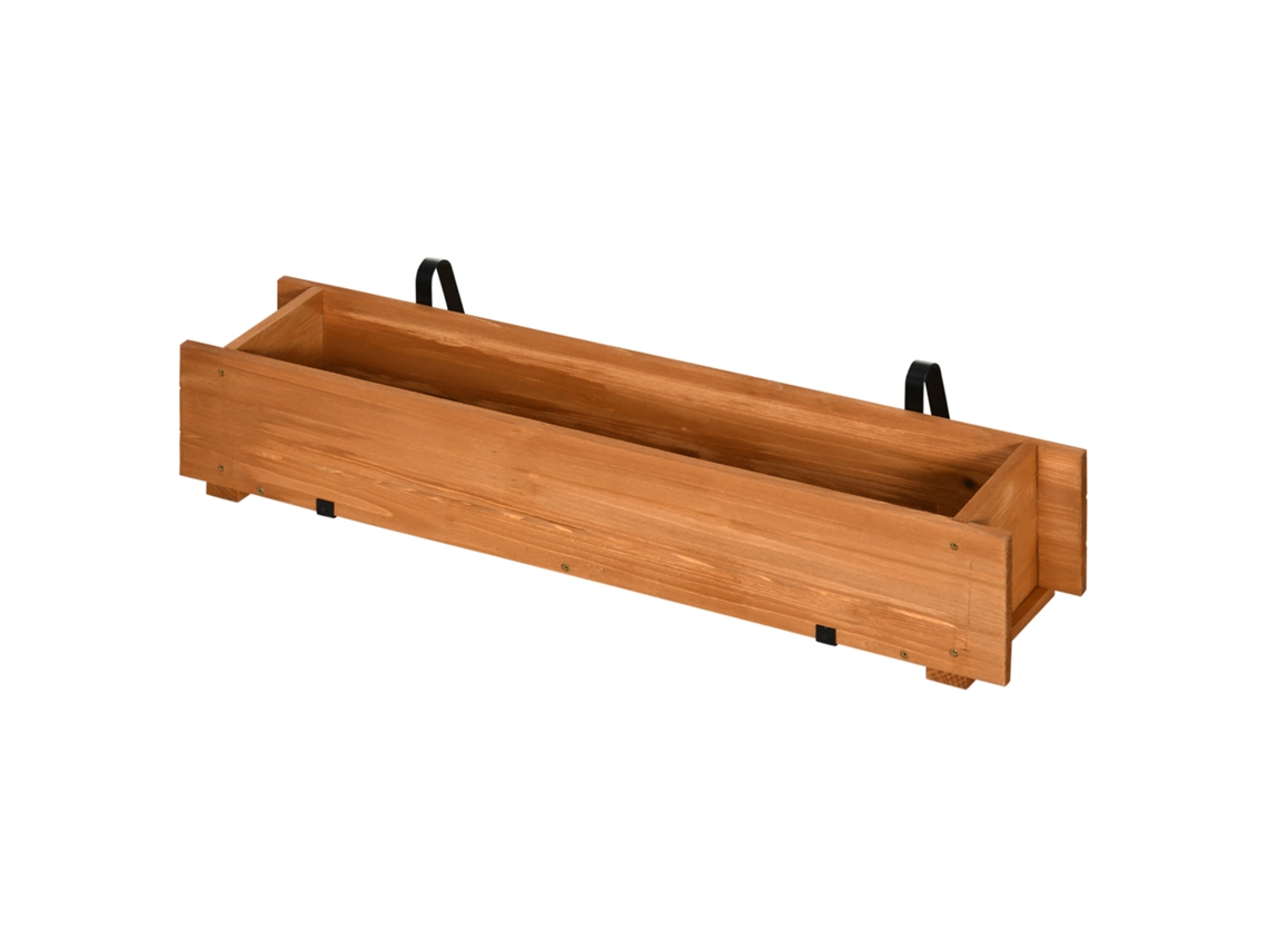 Vaso de madeira com 2 ganchos para pendurar plantas 91x18x16,5cm natural MARCA