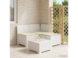 Vidaxl Sofá De Jardim 3 Lugares Com Almofadas Visual Rattan Pp Branco