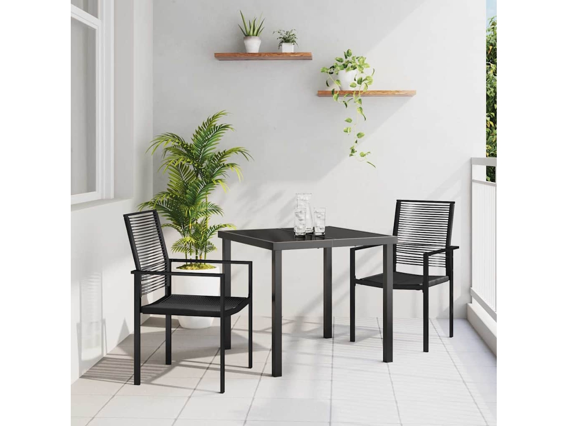Vidaxl Conjunto De Jantar Para Jardim 3 Pcs Preto Aço Revestido A Pó
