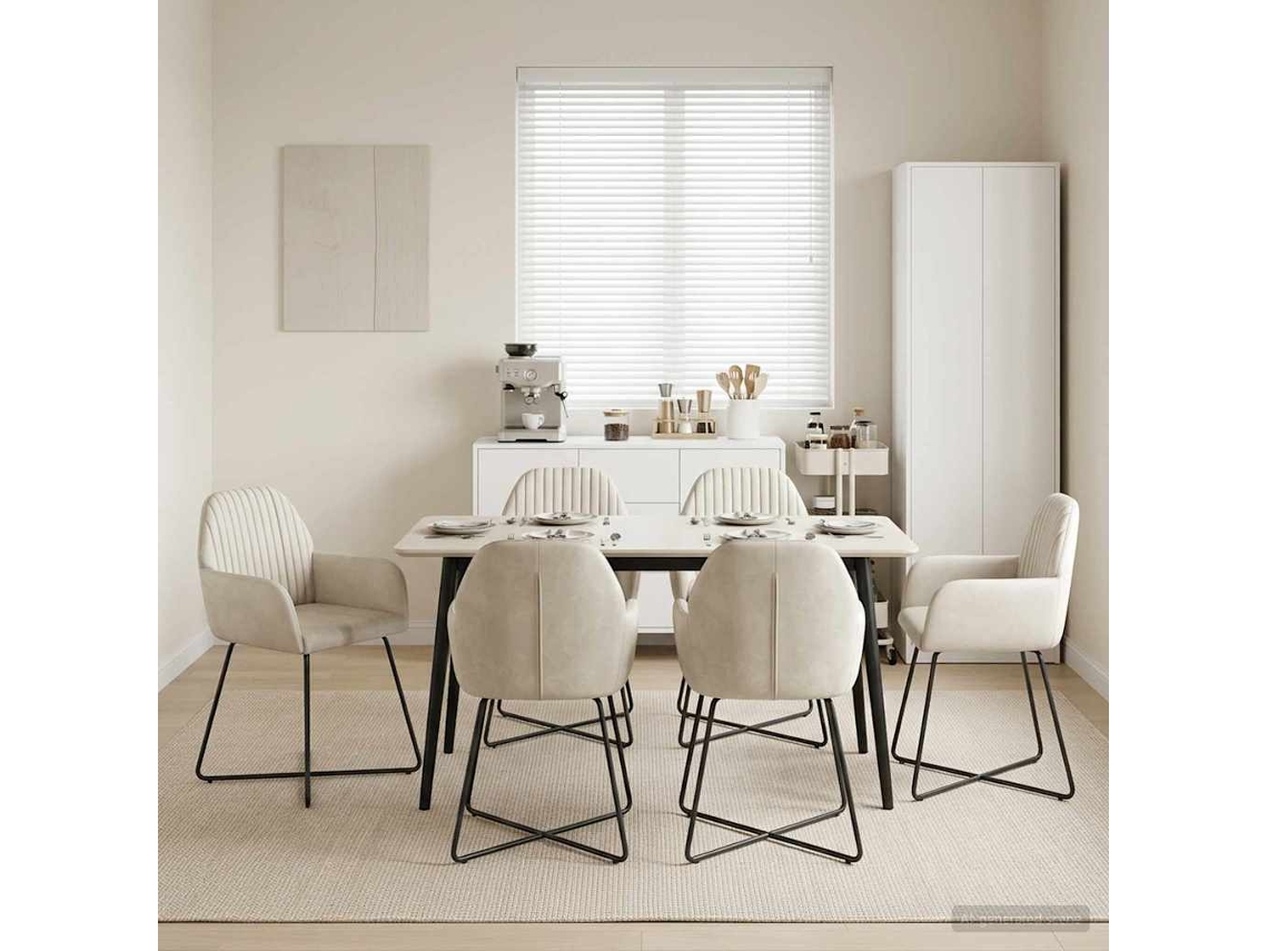 Vidaxl Cadeiras De Jantar 6 Unid. Veludo Creme 55 X 50 X 84 Cm