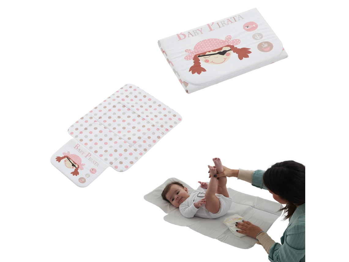Muda-Fraldas COOL DREAMS Portátil À Prova De Água Para Bebés. Muda-Fraldas COOL DREAMS De Viagem Dobrável E Leve. Piratas Cor-De-Rosa