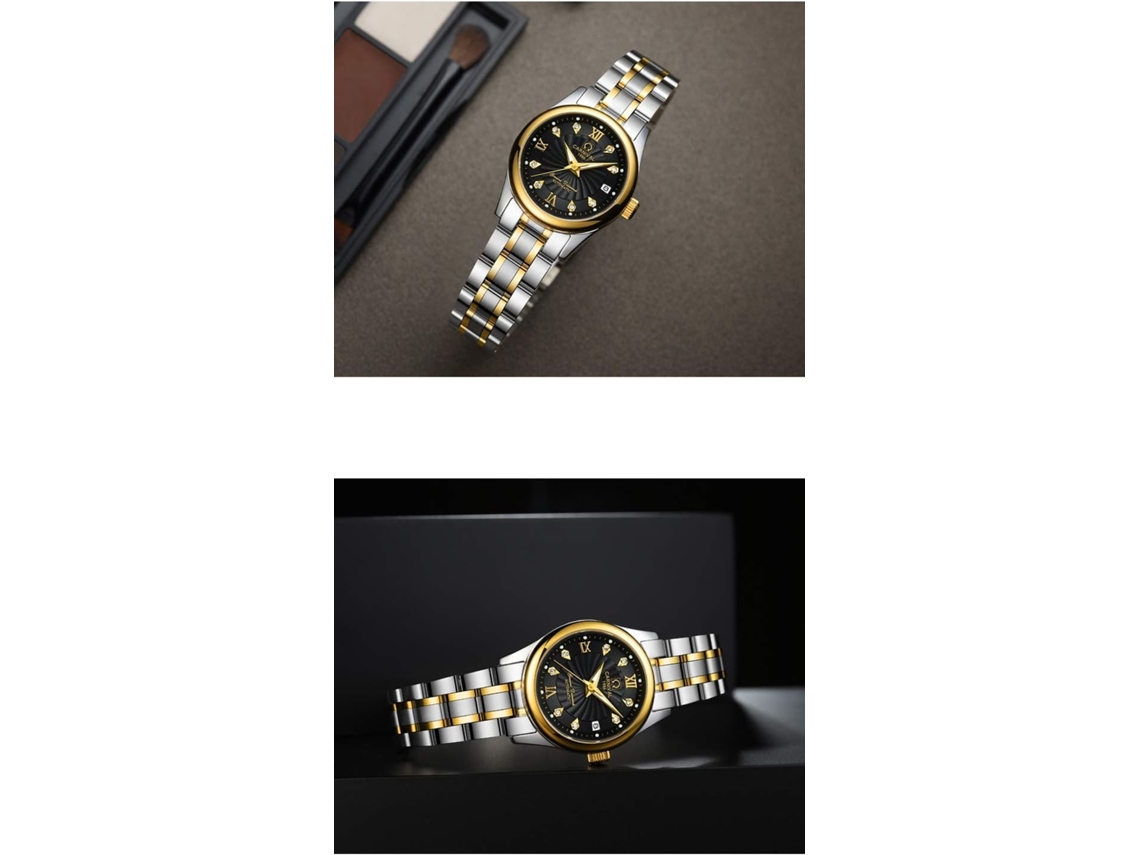 Lurelia Relógio Mecânico Feminino, Automático, Detalhes Com Strass, Resistente À Água, Rosa Ouro, Prata