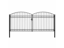 Vidaxl Portão De Cerca Assen Porta Dupla Com Topo Arqueado Em Aço 400x200 Cm