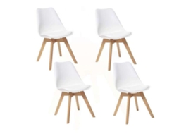 Conjunto de 4 Cadeiras Escandinavas Baya Branco ATMOSPHERA