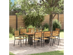 Vidaxl Conjunto De Jantar Para Jardim 9 Unid. Preto E Marrom Vime Pe