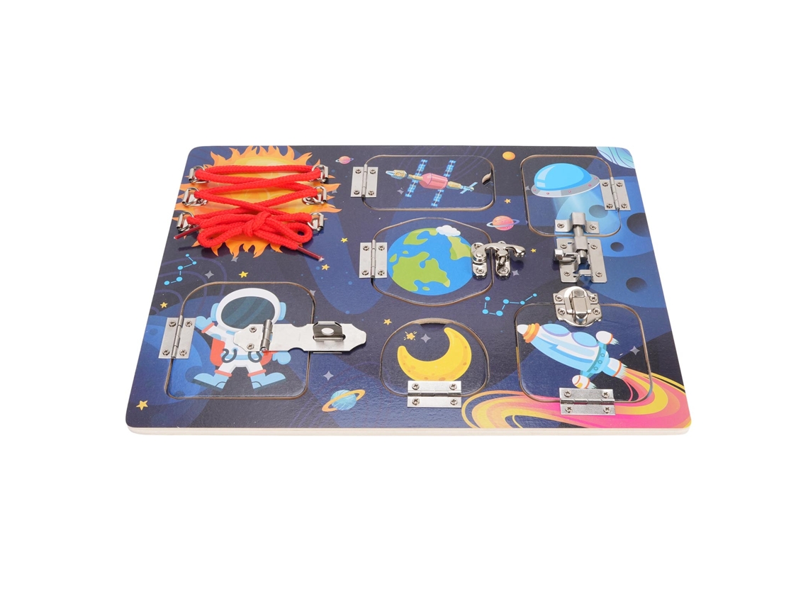 Primerox tabuleiro Sensorial Fechaduras Formas Cores Mundo Espacial Educativo para Crianças
