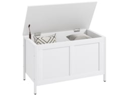 Baú de Armazenamento Melamina de Madeira e Aço Cor Branco 80x40x50 cm Homcom