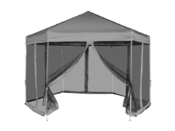 Vidaxl Tenda Festas Pop-up Hexagonal, 6 Paredes, Cinzento 3,6x3,1m