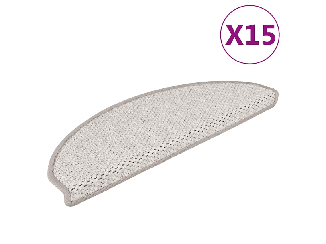 Vidaxl Tapetes Escada Adesivos Aspeto Sisal 15pcs 65x21x4 Cm Platinado